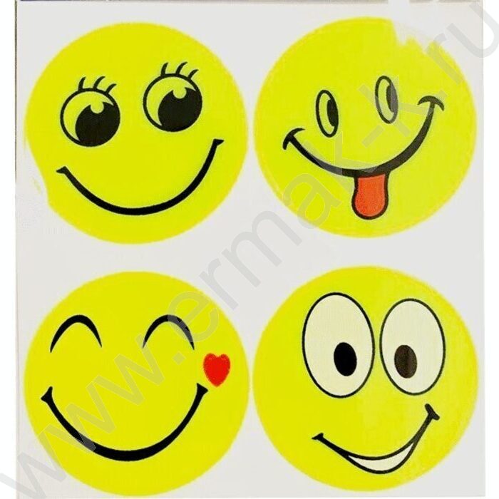 Наклейки светоотражающие Smile, 50*50мм, желтые, 4шт., европодвес | Фото 1