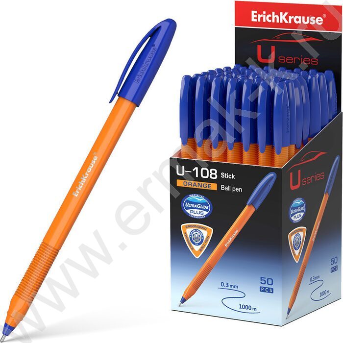 Ручка шар U-108 Stick Orange 1,0мм, синяя /форма корпуса - треугольная | Фото 2