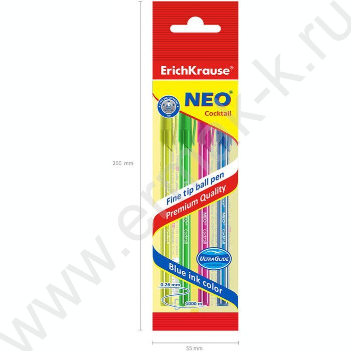Ручка шар /набор  4шт/ Neo® Cocktail синяя | Фото 4
