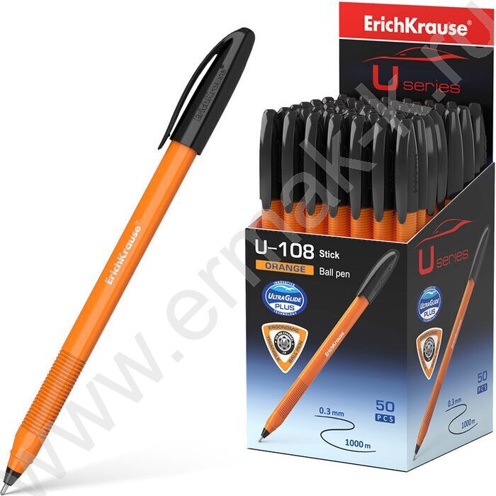 Ручка шар U-108 Stick Orange 1,0мм, черная /форма корпуса - треугольная | Фото 2