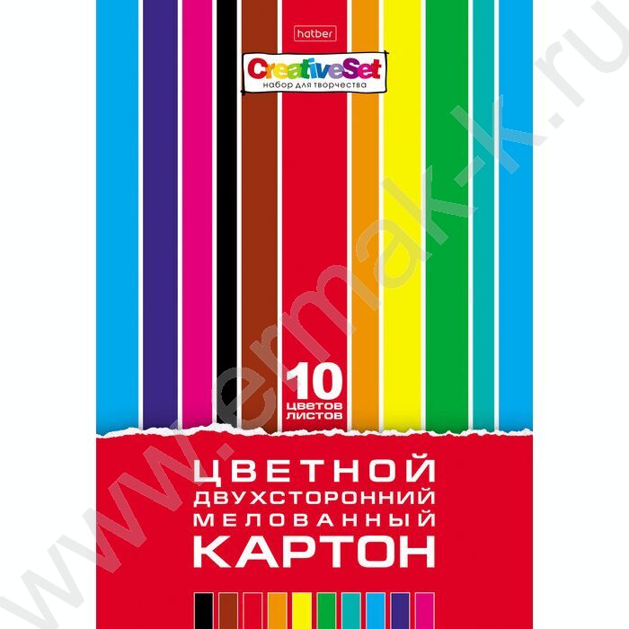 Картон цв. мелов.двухсторонний А4 10л/10цв Creative Set | Фото 1