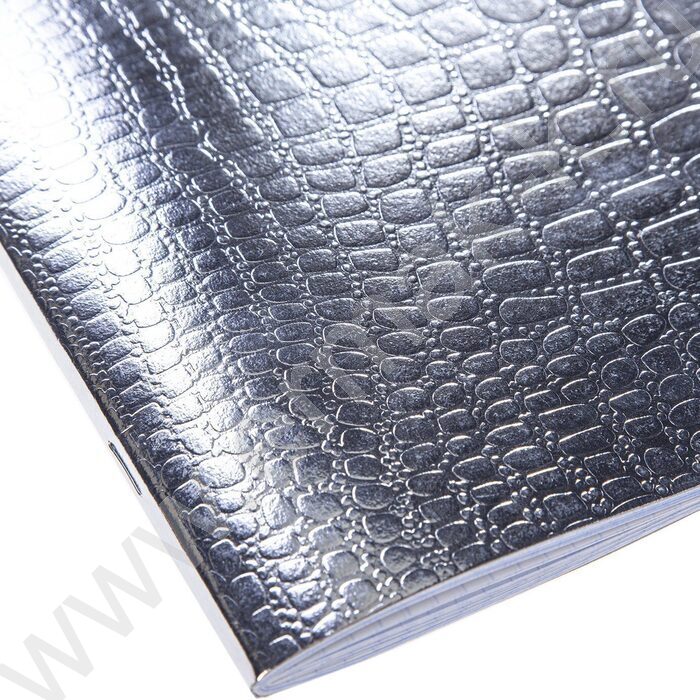 Тетрадь  48л клетка "Бум/винил" METALLIC тиснение CROCO серебро | Фото 4