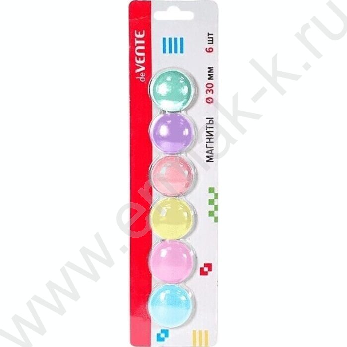 Магнит д/белой доски 30мм /6шт пастельные цвета ассорти "Pastel" /блистер | Фото 1