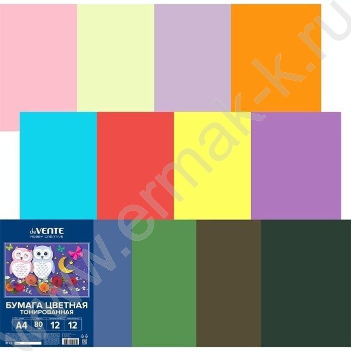 Бумага цв. двухсторонняя тонир  А4 12л/12цв | Фото 1