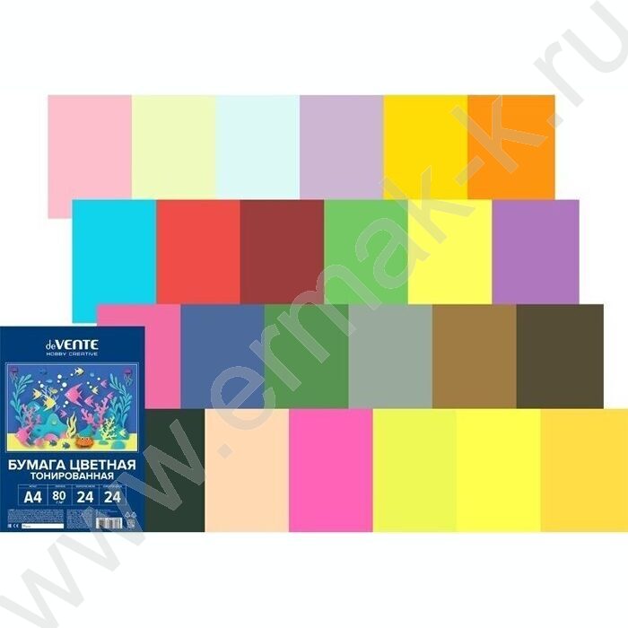 Бумага цв. двухсторонняя тонир  А4 24л/24цв | Фото 1