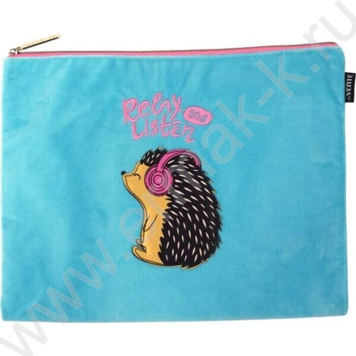 Папка д/тетрадей А4 33x24см "Music Hedgehog" бархатная ткань, на молнии | Фото 1