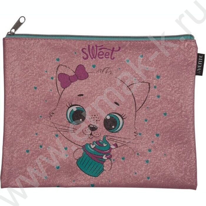 Папка д/тетрадей А5 24,5x20см "Sweet Kitty" перламутровая антивандальная искус. кожа, на молнии | Фото 1