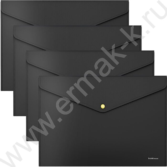 Папка-конверт на кнопке А4 Matt Accent черная с неоновой кнопкой /цвет кнопки ассорти | Фото 1