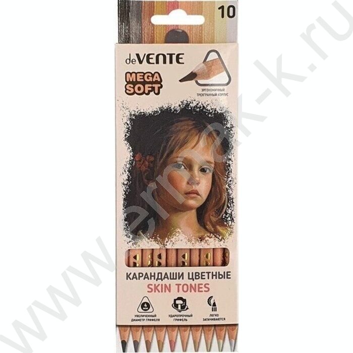 Карандаши  10цв(оттенки цвета кожи) Skin Tones /трехгранные/ d грифеля-4мм - супер мягкий /к/кор | Фото 1