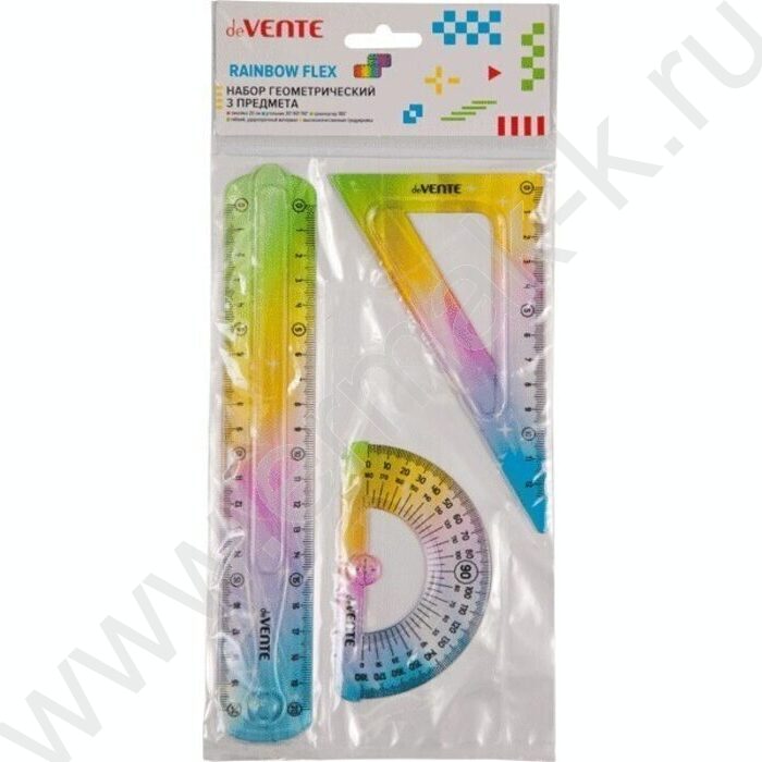 Геометрический набор 3предм малый "Rainbow Flex" /полупрозрачный радужный пластик /блистер | Фото 2