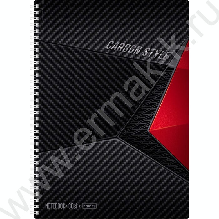 Тетрадь  80л А4 клетка/спираль "CarbonStyle" /лак/ ассорти | Фото 1
