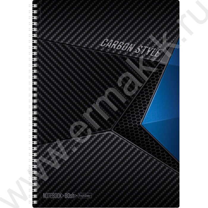 Тетрадь  80л А4 клетка/спираль "CarbonStyle" /лак/ ассорти | Фото 2