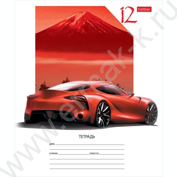 Тетрадь  12л линейка косая с доп.горизонтальной "Автопанорама" 5видов | Фото 1