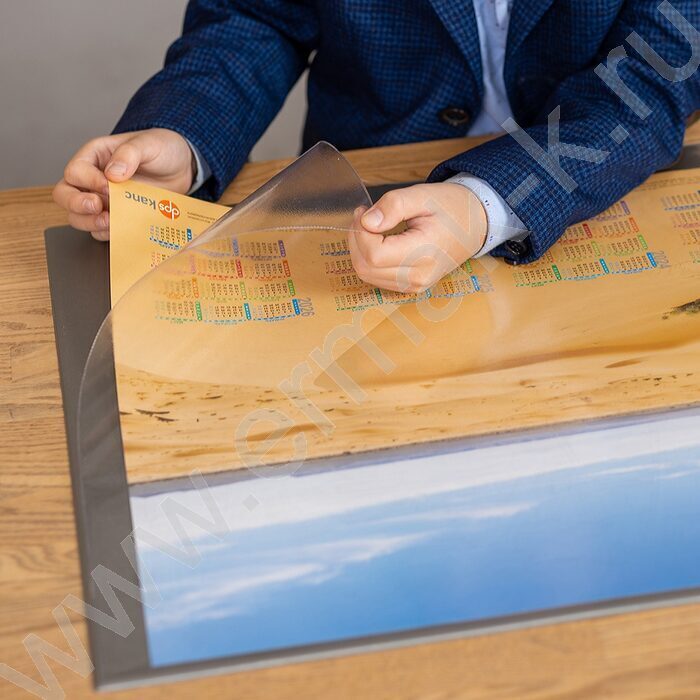 Накладка на стол 49*65см с верхним прозр. листом /серый металлик | Фото 3