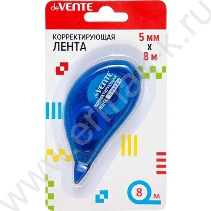 Корректирующая лента 5мм* 8м полупрозрачный корпус - ассорти, фронтальный аппликатор, карт.блист | Фото 1