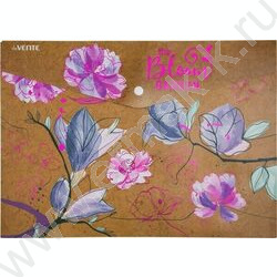 Папка-конверт на кнопке А4 "Bloom Garden"  фактура крафт-имитация с рисунком, 180мкм | Фото 1