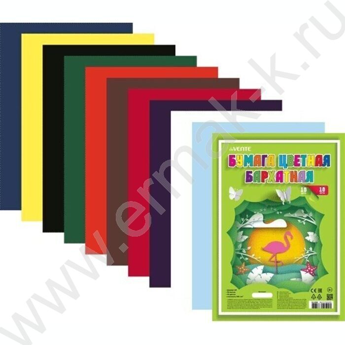 Бумага бархатная А4 10л/10цв европодвес | Фото 2