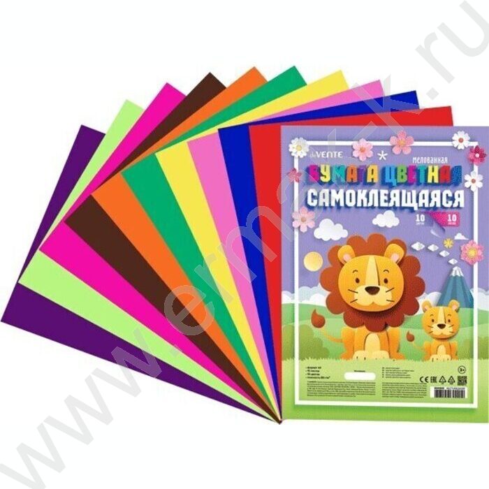Бумага цв. самокл А4 10л/10цв европодвес | Фото 1
