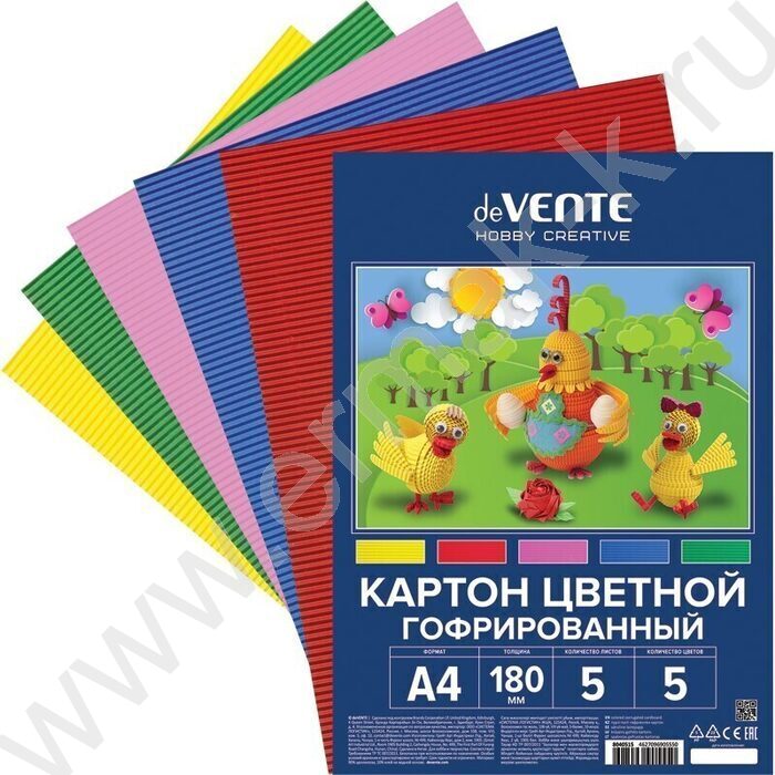 Картон цв. Гофриров. А4  5л/5цв европодвес | Фото 1