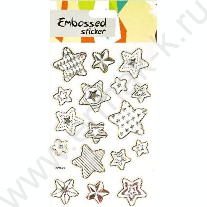 Наклейки объемные 12*19см "Gold-silver stars", с золотым и серебряным тиснением /блистер | Фото 1