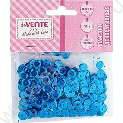 Пайетки декоративные Metallic 8*8мм цвет голубой 14г /блистер | Фото 1