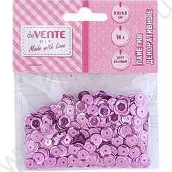 Пайетки декоративные Metallic 8*8мм цвет розовый 14г /блистер | Фото 1