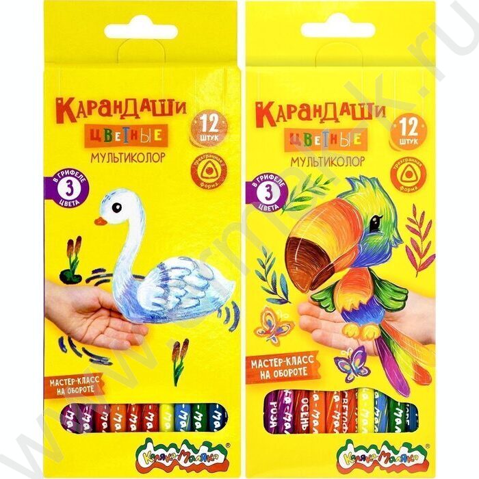 Карандаш с разноцветным грифелем Мультиколор 3цв. в грифеле /набор 12шт | Фото 1