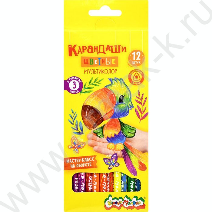 Карандаш с разноцветным грифелем Мультиколор 3цв. в грифеле /набор 12шт | Фото 2