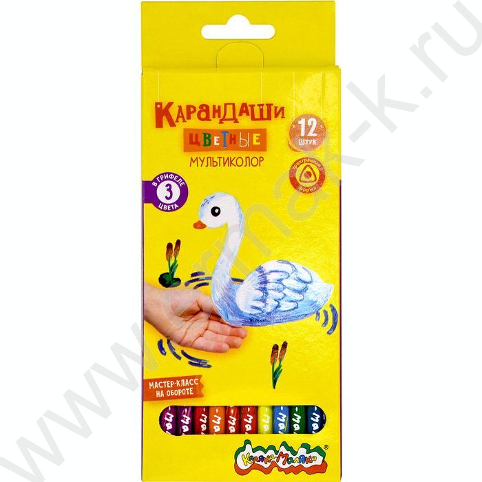 Карандаш с разноцветным грифелем Мультиколор 3цв. в грифеле /набор 12шт | Фото 3