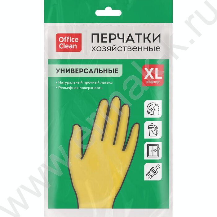 Перчатки резиновые хозяйственные XL "Универсальные" /желтые /пакет с европодвесом | Фото 6