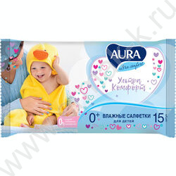 Салфетки влажные  15шт "Ultra comfort" /детские, очищающие, без спирта | Фото 1