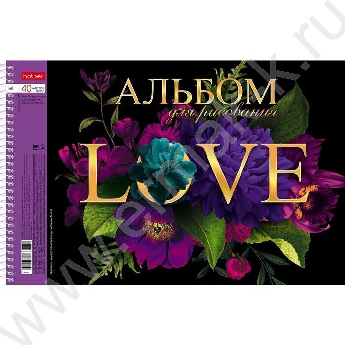 Альбом д/рисования-спираль 40л "Язык цветов" глянец /перфорация/  4вида | Фото 1