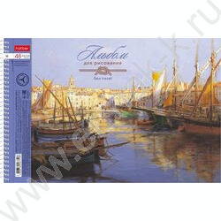 Альбом д/рисования-спираль 48л "Морская регата" /перфорация /тиснение/ 4вида | Фото 1