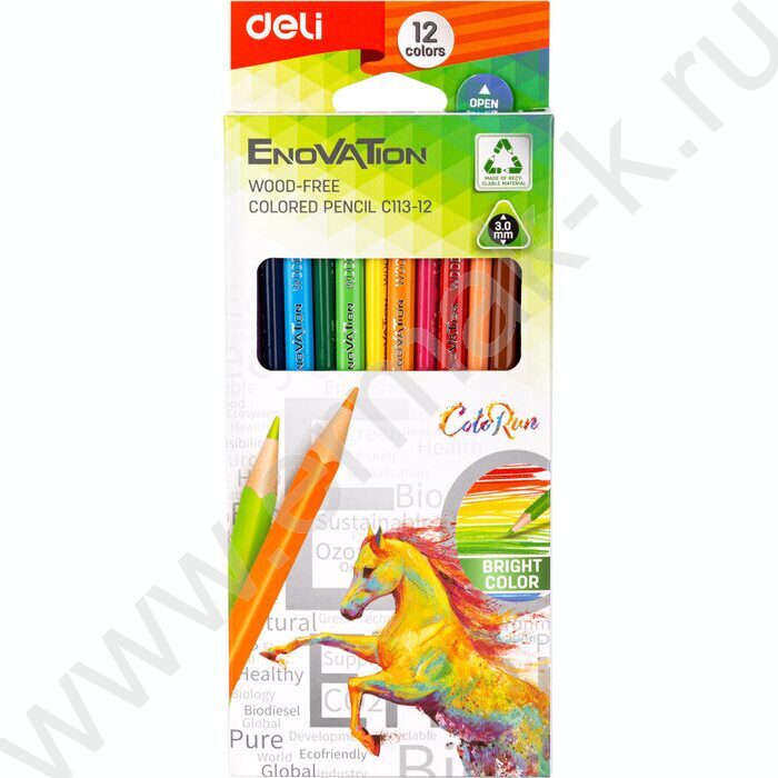 Карандаши пластиковые 12цв Enovation /трехгранные/ европодвес | Фото 1