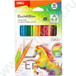 Карандаши пластиковые 18цв Enovation /трехгранные/ европодвес | Фото 1