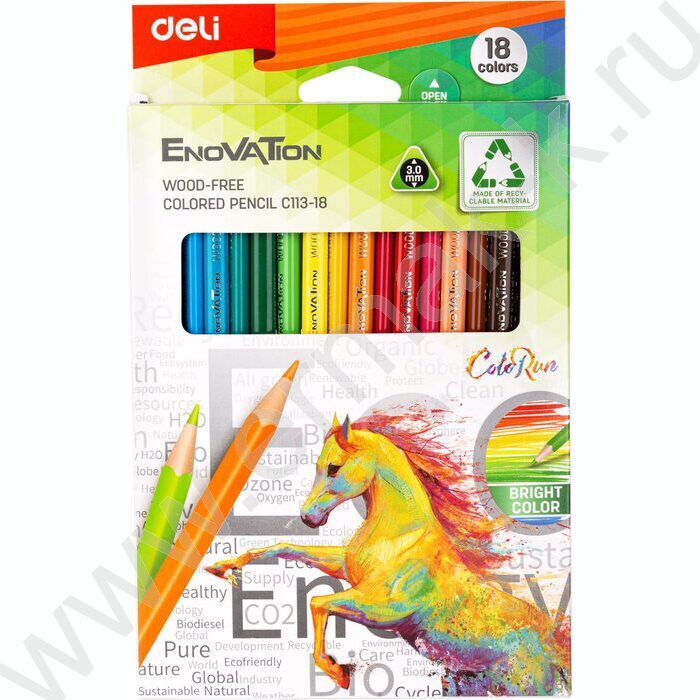 Карандаши пластиковые 18цв Enovation /трехгранные/ европодвес | Фото 1