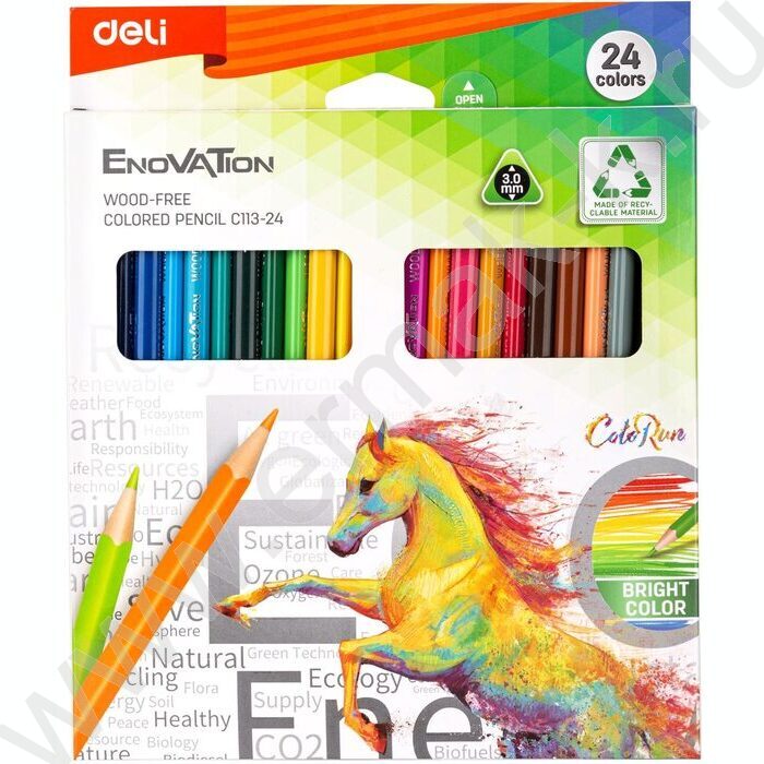 Карандаши пластиковые 24цв Enovation /трехгранные/ европодвес | Фото 1