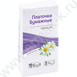 Платочки носовые 3-сл белые 10л/1уп /с ароматом ромашки | Фото 1