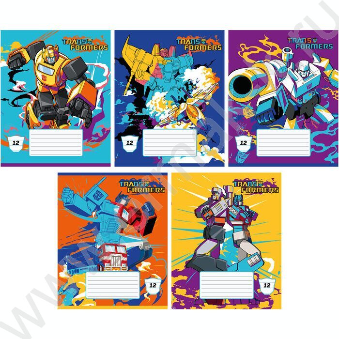 Тетрадь  12л линейка "Transformers" /полн УФ лак/ ассорти | Фото 1