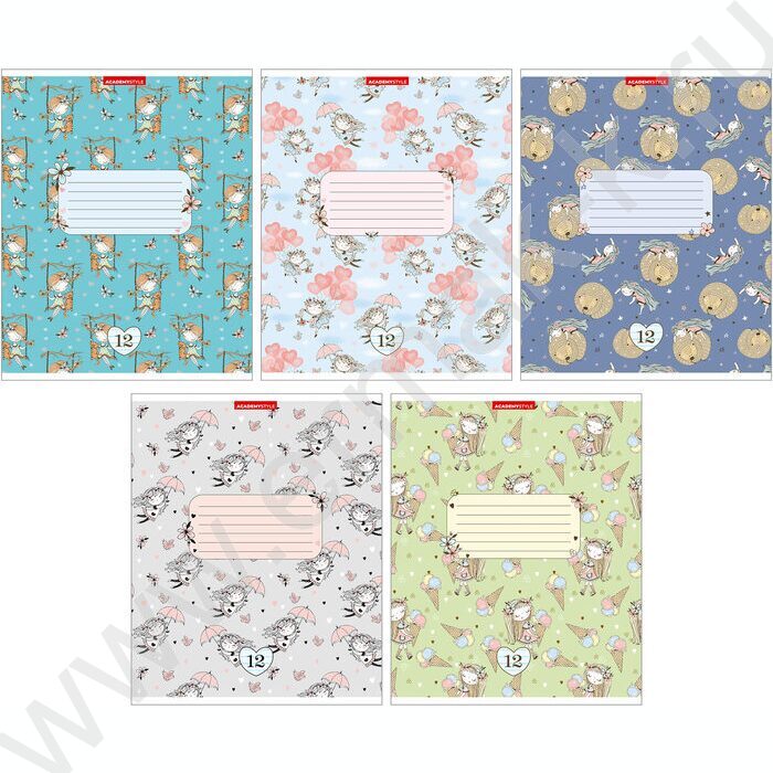 Тетрадь  12л линейка "Девичье счастье" /микротекстура/ ассорти | Фото 1