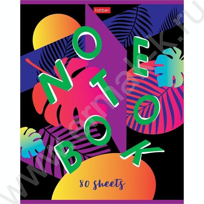 Тетрадь  80л клетка "Листики" /лак/ 5видов | Фото 3