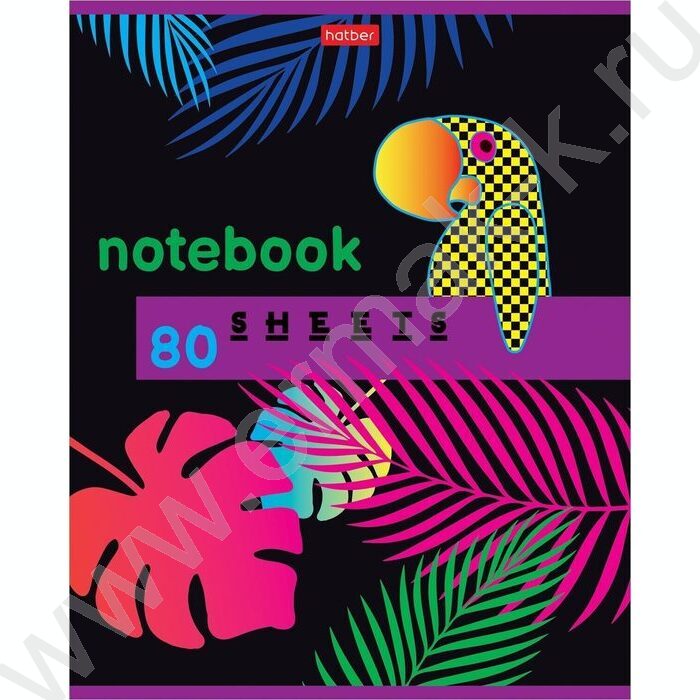 Тетрадь  80л клетка "Листики" /лак/ 5видов | Фото 4