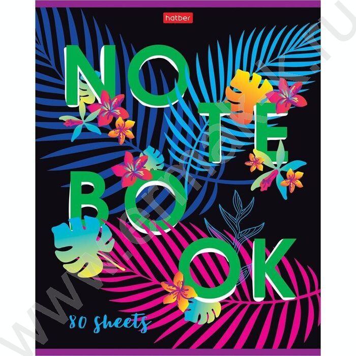 Тетрадь  80л клетка "Листики" /лак/ 5видов | Фото 5