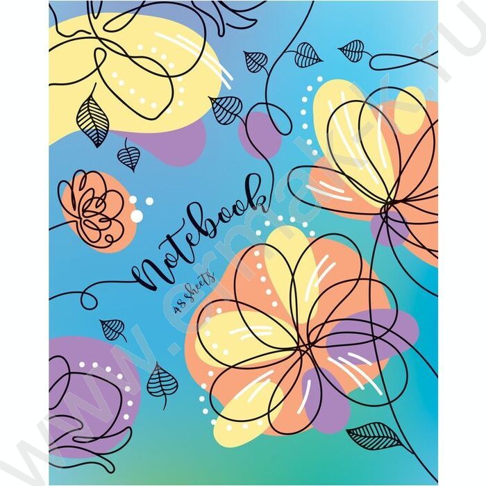 Тетрадь  48л клетка "Цветочные узоры" (блок эконом) | Фото 3