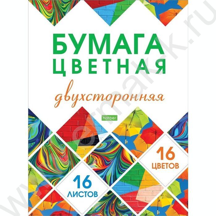 Бумага цв. двухсторонняя А4 16л/ 8цв Мозаика | Фото 1