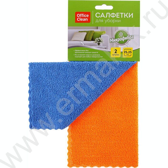 Салфетка из микрофибры 25*25см "Универсальные" /набор 2шт. (синяя+оранжевая) | Фото 1