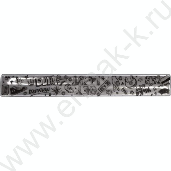 Браслет-слэп светоотражающий 3*22см "Tattoo" белый с принтом | Фото 1