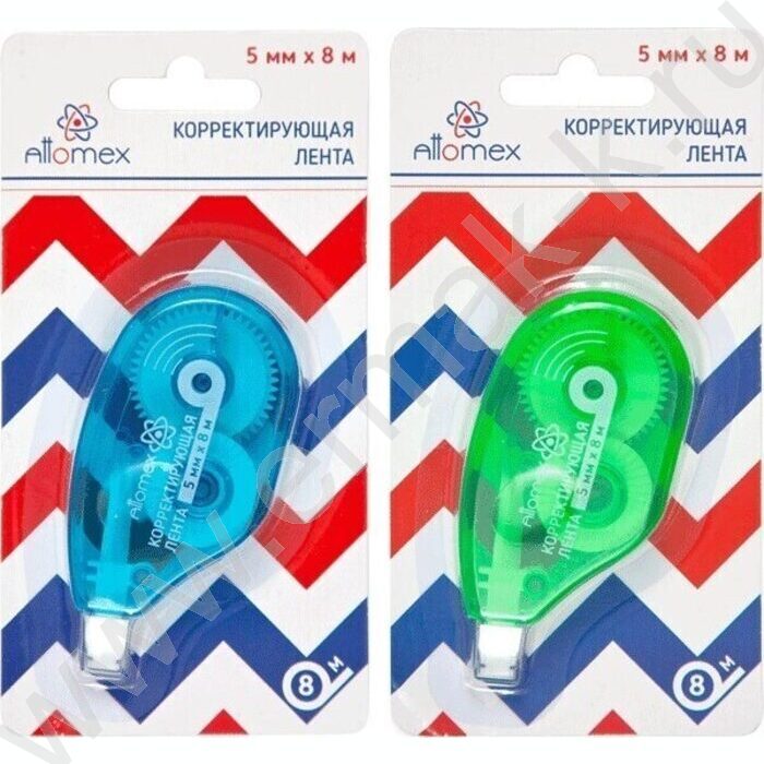 Корректирующая лента 5мм* 8м прозрачный корпус - ассорти, боковой аппликатор блистер | Фото 1