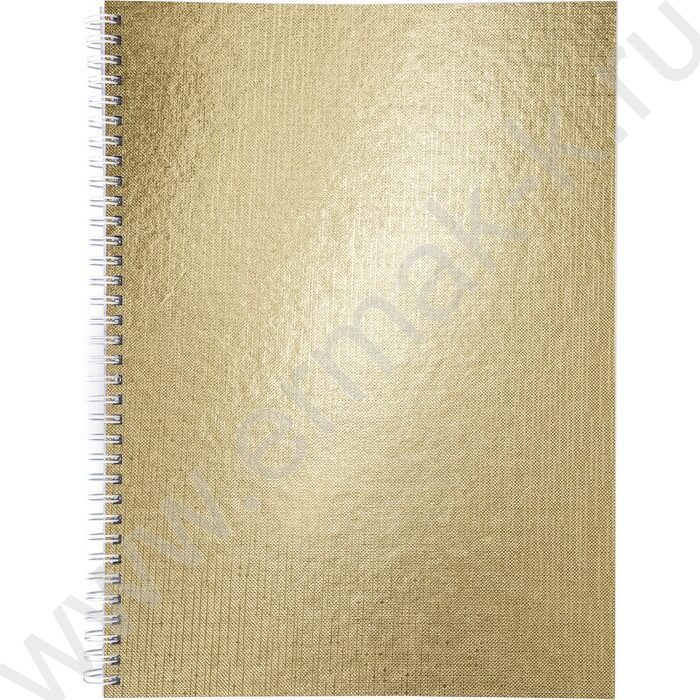 Тетрадь  96л А4 клетка/спираль "Бум/винил" METALLIC золото | Фото 1