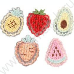 Декоративные украшения из ткани "Fruits" 5шт от 28*40мм до 35*42мм, ассорти дизайнов /блистер | Фото 1